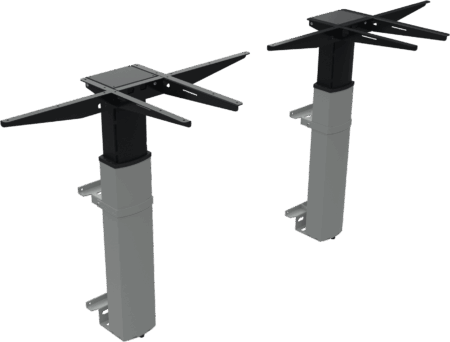 Væghængt hæve-sænkestel ZenNord ElevateLine H68-120 cm justerbart metalstel med modul W2/W3 til bordplader 120-360Ã50-90 cm sølvfarvet